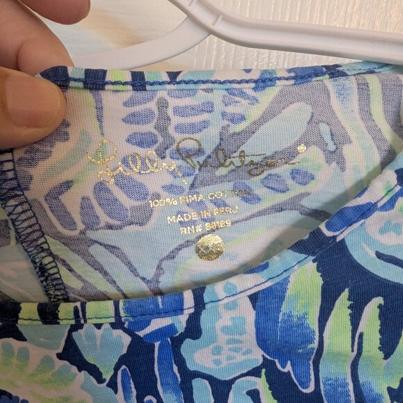 Lilly Pulitzer | Marlowe 3/4 Sleeve Dress | Girls L | Indigo Sunset Swim Print - Picture 3 of 8